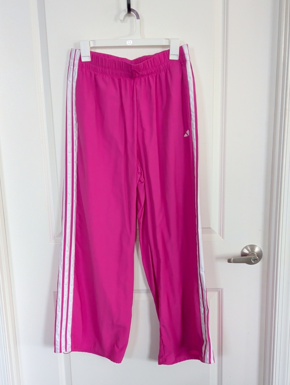adidas Womens Bright Pink Track Pants with White Stripes